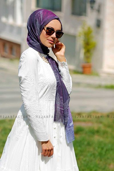 Isfa - Lilla Mønstrede Hijab - Sal Evi