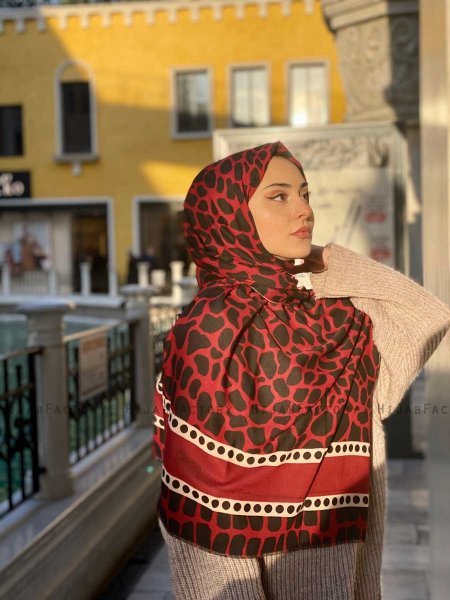 Iza - Bordeaux Mønstred Bomuld Hijab - Mirach