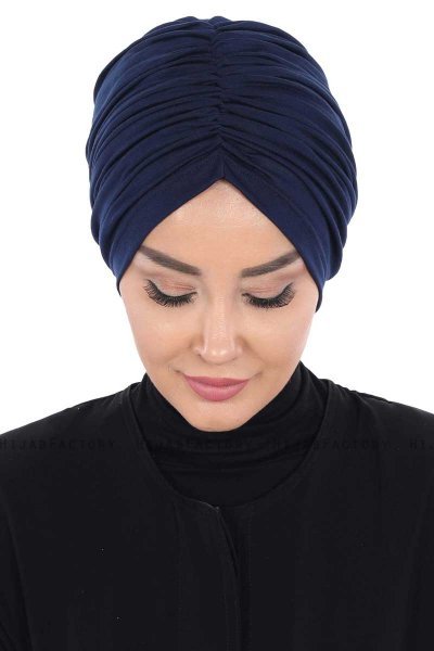 Jill - Marine Blå Bomuld Turban - Ayse Turban
