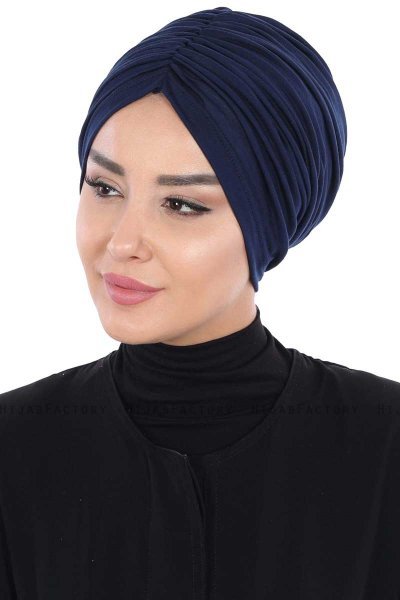 Jill - Marine Blå Bomuld Turban - Ayse Turban