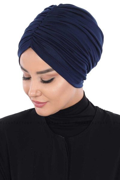 Jill - Marine Blå Bomuld Turban - Ayse Turban