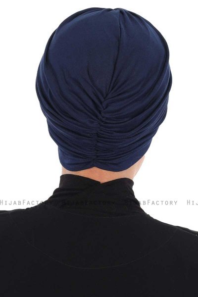 Jill - Marine Blå Bomuld Turban - Ayse Turban