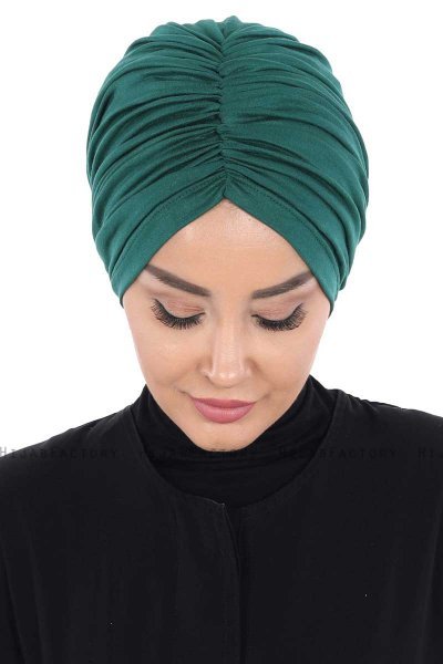 Jill - Mørkegrøn Bomull Turban - Ayse Turban