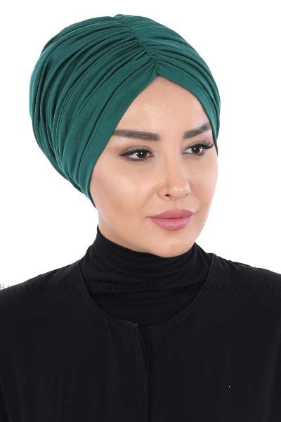 Jill - Mørkegrøn Bomull Turban - Ayse Turban