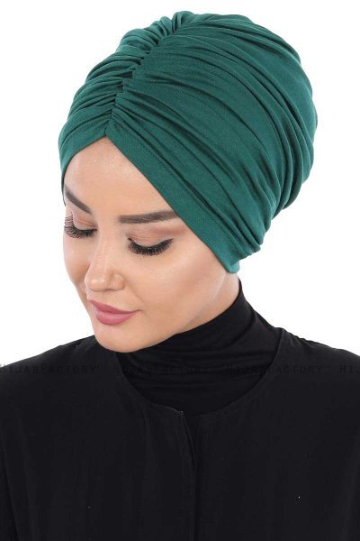 Jill - Mørkegrøn Bomull Turban - Ayse Turban