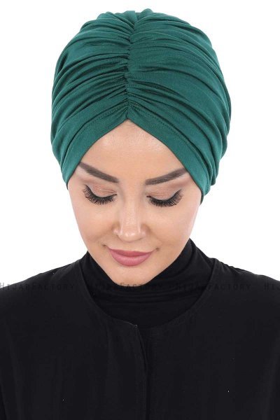 Jill - Mørkegrøn Bomull Turban - Ayse Turban
