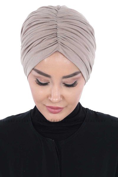 Jill - Taupe Bomuld Turban - Ayse Turban