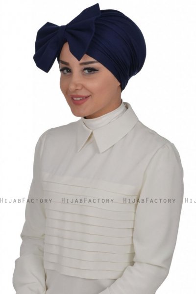 Julia - Marine Blå Bomuld Turban - Ayse Turban