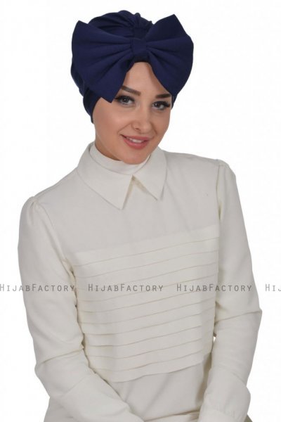 Julia - Marine Blå Bomuld Turban - Ayse Turban