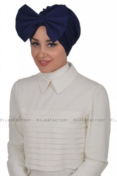 Julia - Marine Blå Bomuld Turban - Ayse Turban