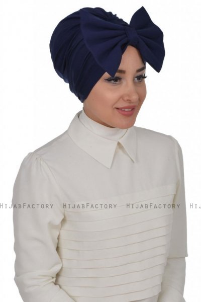 Julia - Marine Blå Bomuld Turban - Ayse Turban