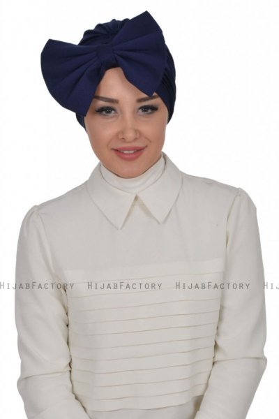 Julia - Marine Blå Bomuld Turban - Ayse Turban