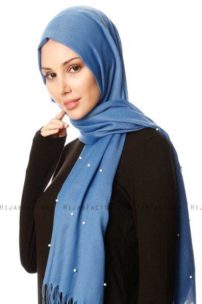 Kadri - Blå Hijab Med perler - Özsoy