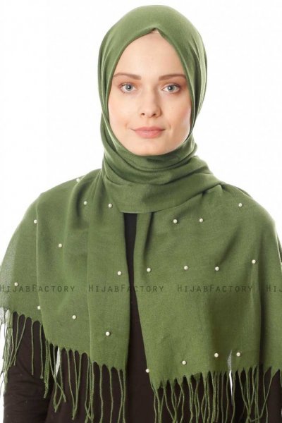 Kadri - Khaki Hijab Med perler - Özsoy