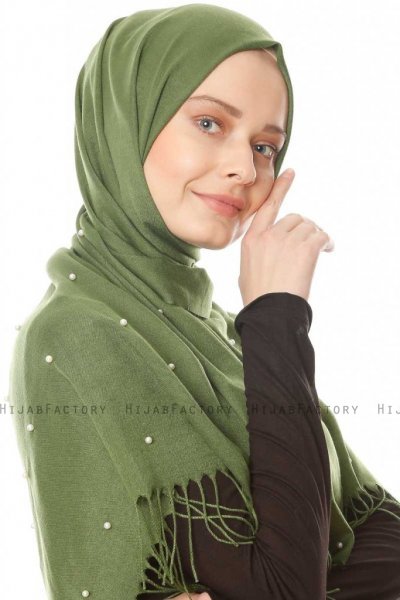 Kadri - Khaki Hijab Med perler - Özsoy