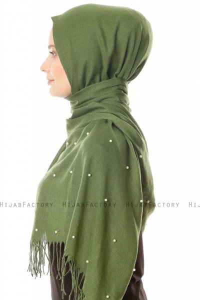 Kadri - Khaki Hijab Med perler - Özsoy
