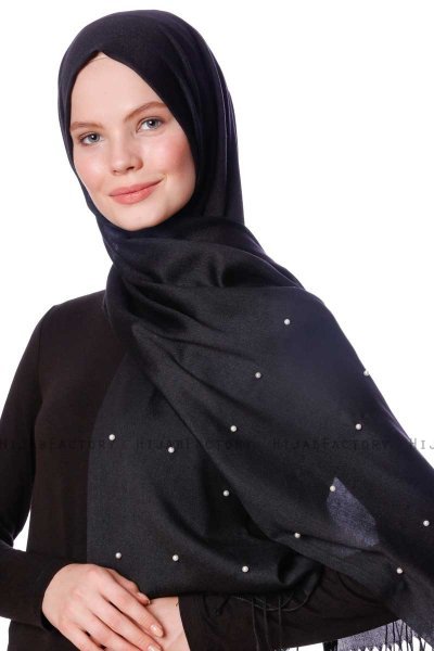 Kadri - Sort Hijab Med perler - Özsoy