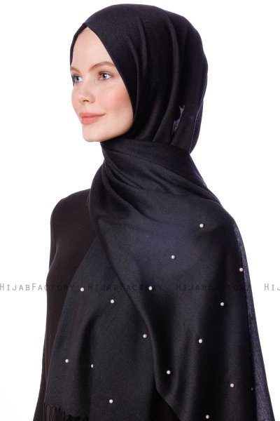 Kadri - Sort Hijab Med perler - Özsoy