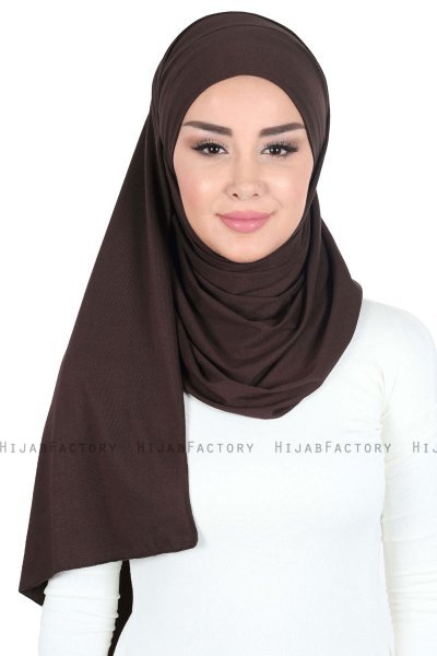 Kaisa - Brun Praktisk Bumuld Hijab