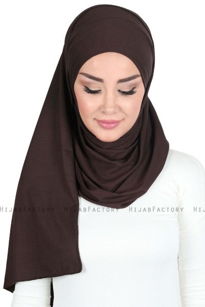 Kaisa - Brun Praktisk Bumuld Hijab