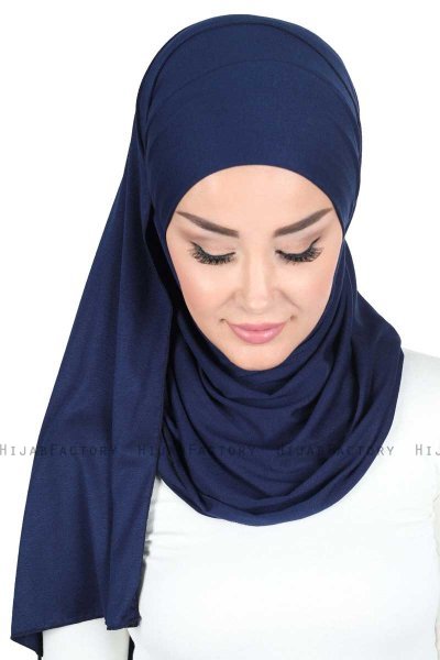 Kaisa - Marine Blå Praktisk Bumuld Hijab