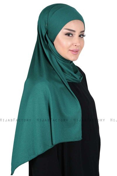 Kaisa - Mørkegrøn Praktisk Bumuld Hijab