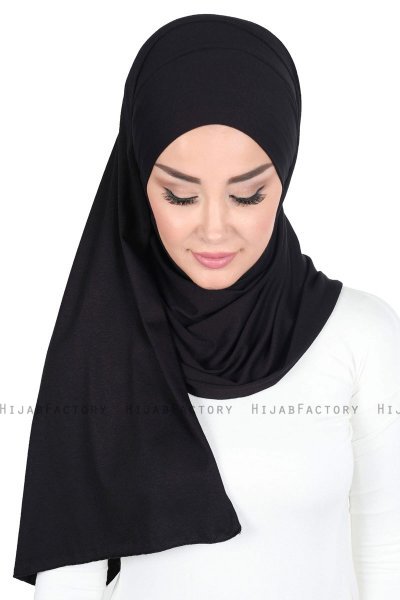 Kaisa - Sort Praktisk Bumuld Hijab