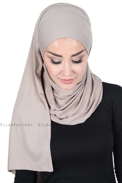 Kaisa - Taupe Praktisk Bumuld Hijab