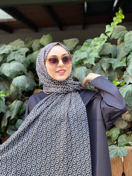 Kalila - Mørkegrøn Mønstred Bomuld Hijab