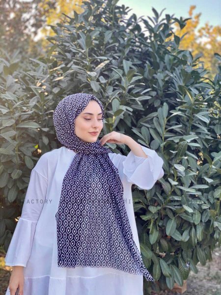 Kalila - Sort Mønstred Bomuld Hijab