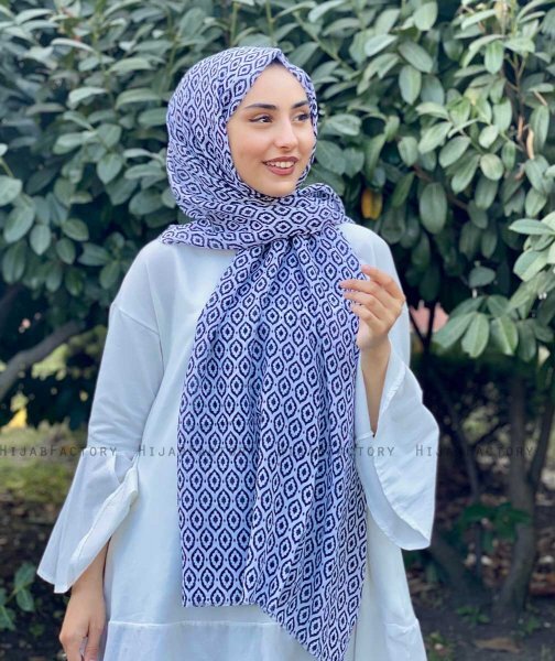Kalila - Hvid Mønstred Bomuld Hijab