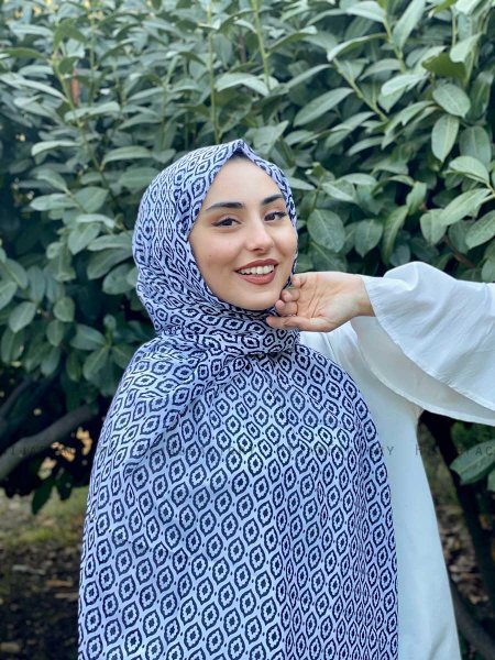 Kalila - Hvid Mønstred Bomuld Hijab