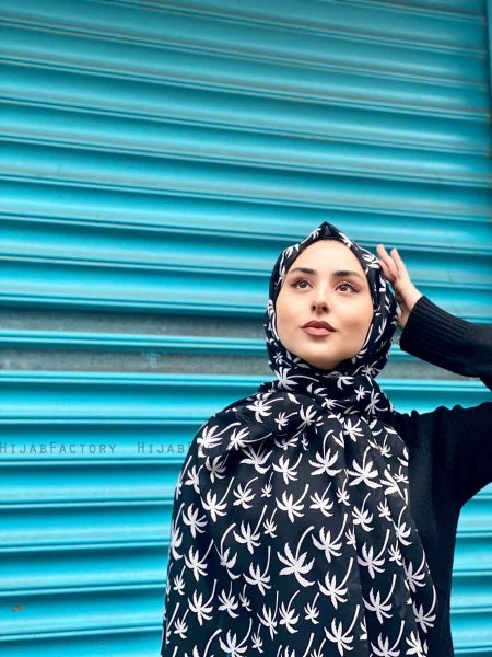 Kenza - Sort Mønstred Bomuld Hijab - Mirach