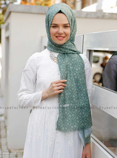 Khadija - Grøn Mønstrede Hijab - Sal Evi