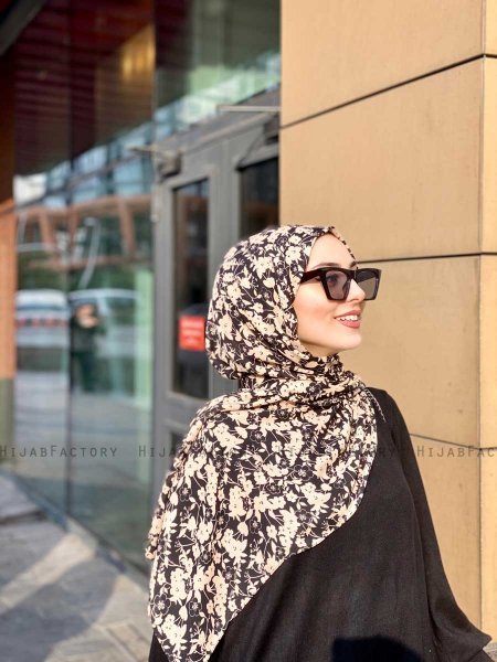 Lamia - Creme Mønstred Crepe Hijab - Mirach