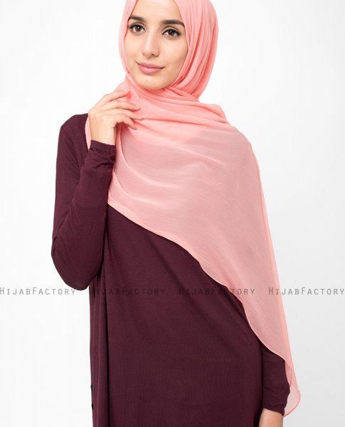 Lobster Bisque Korall PolyChiffong Hijab 5RA20b