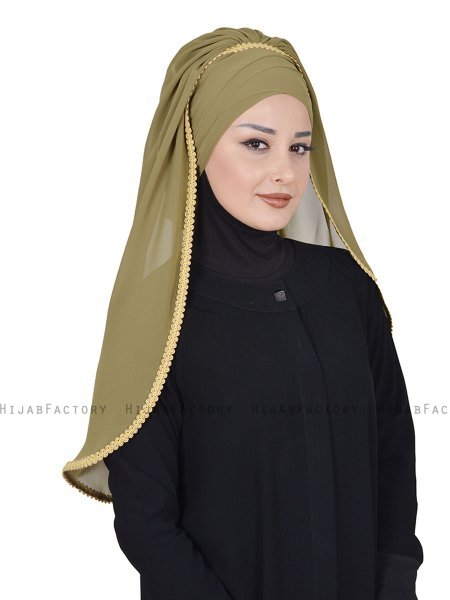 Louise - Khaki Praktisk Hijab - Ayse Turban