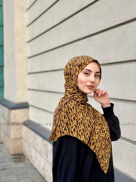 Majda - Sennepsgul Mønstred Crepe Hijab - Mirach