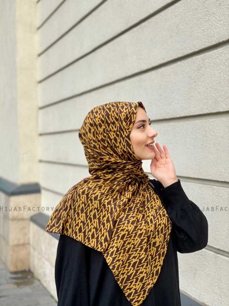 Majda - Sennepsgul Mønstred Crepe Hijab - Mirach