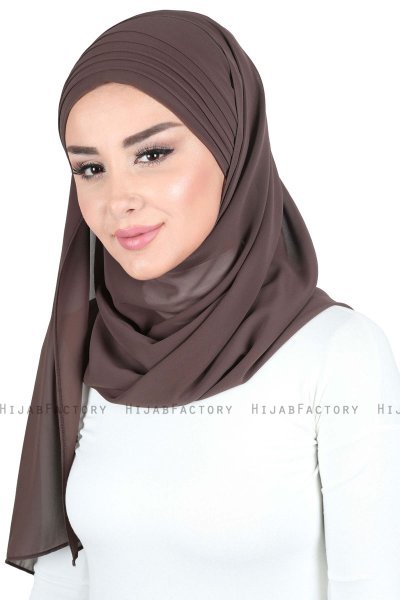 Malin - Brun Praktisk Chiffon Hijab