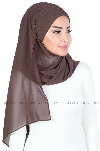 Malin - Brun Praktisk Chiffon Hijab