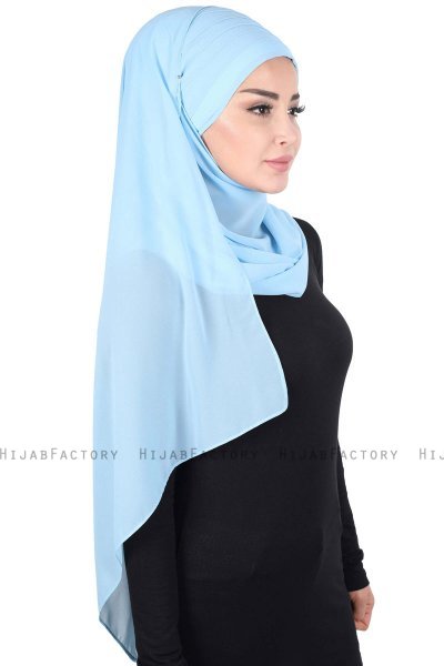 Malin - Lyseblå Praktisk Chiffon Hijab