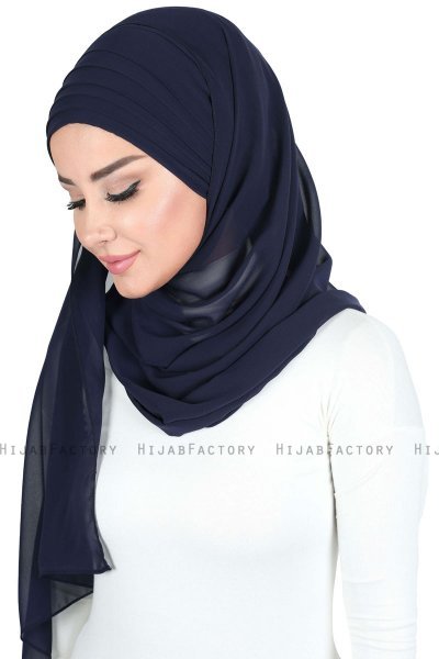 Malin - Marine Blå Praktisk Chiffon Hijab
