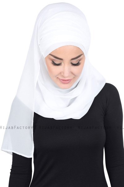 Malin - Offwhite Praktisk Chiffon Hijab