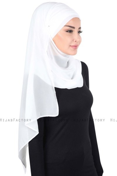 Malin - Offwhite Praktisk Chiffon Hijab