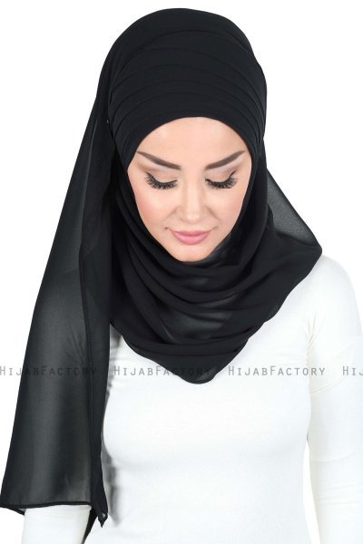 Malin - Sort Praktisk Chiffon Hijab