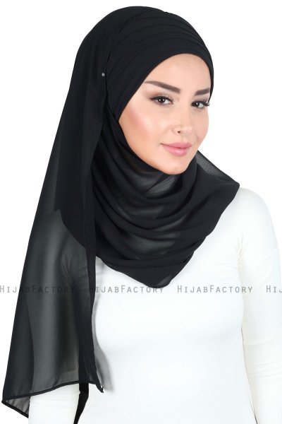 Malin - Sort Praktisk Chiffon Hijab