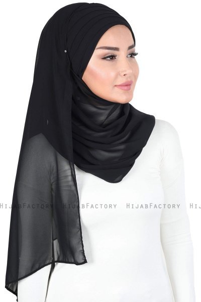 Malin - Sort Praktisk Chiffon Hijab