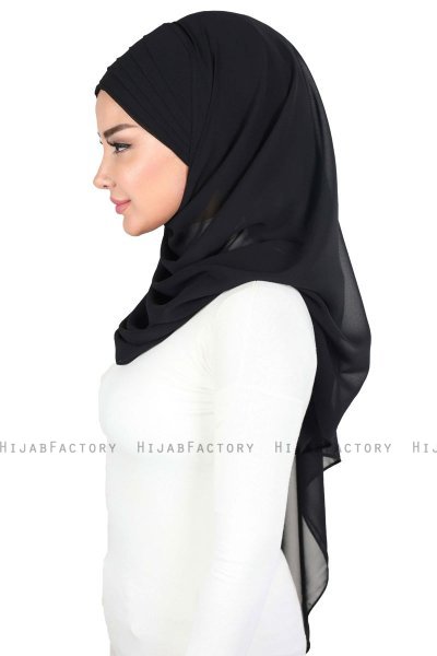 Malin - Sort Praktisk Chiffon Hijab