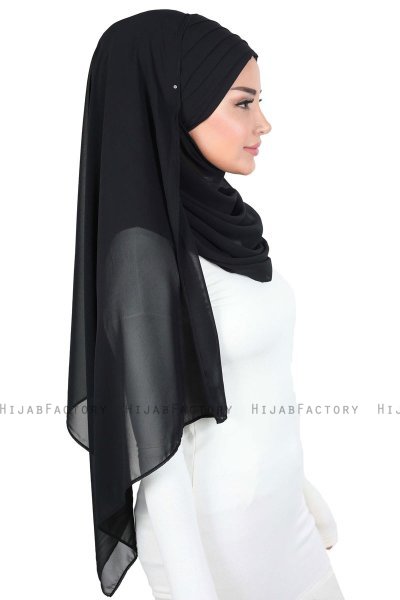 Malin - Sort Praktisk Chiffon Hijab